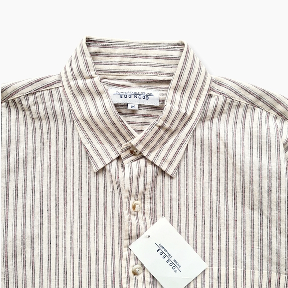 Size- M, natural woven striped unisex cotton shirt - Picture 4 of 9